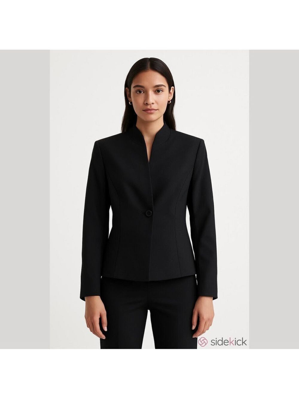 Kasper Black Single-Button Collarless Blazer
